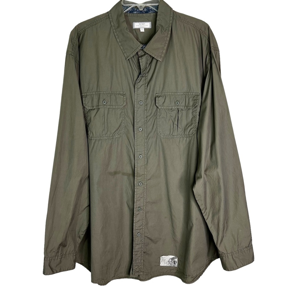 Old Navy Long Sleeve Cotton Button Down Shirt in Grey/Olive Men’s Size XXL
